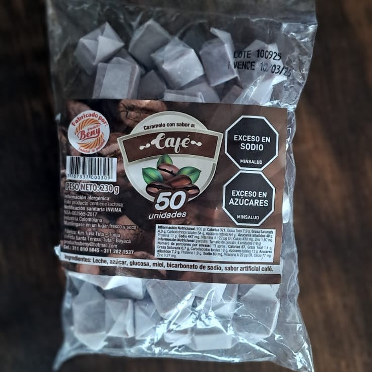 Caramelos Benny sabor a café producto Boyacense