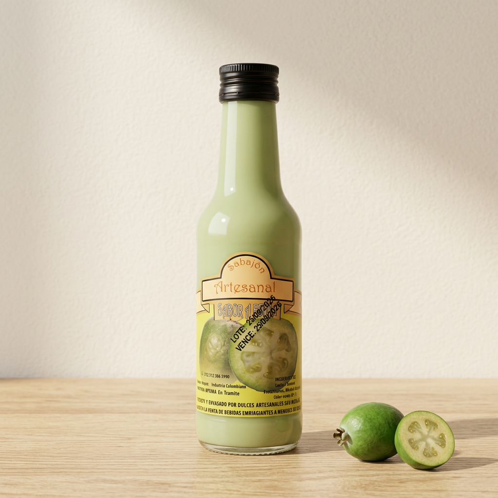 Sabajón de feijoa San Nicolás de 187 cc con ambientación de feijoas